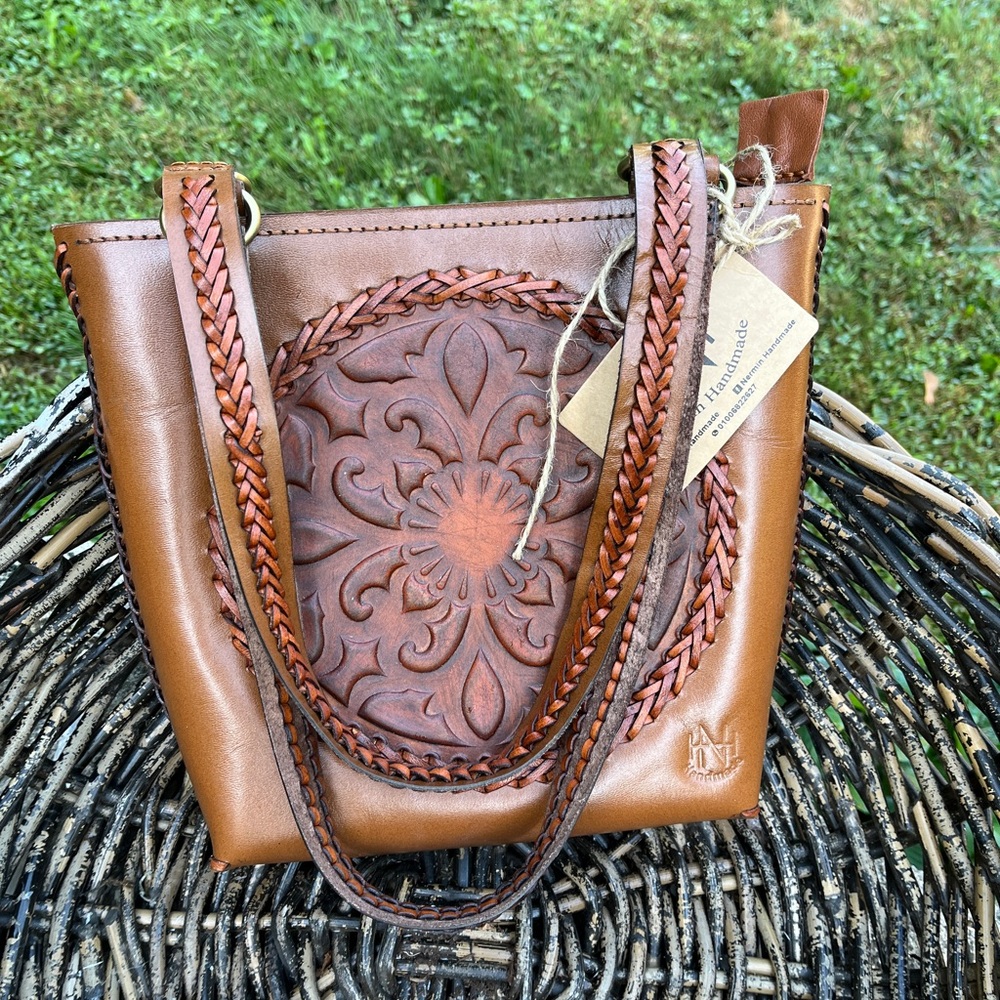 Handcrafted Nermin Handmade Brown Leather Tote Bag NWT